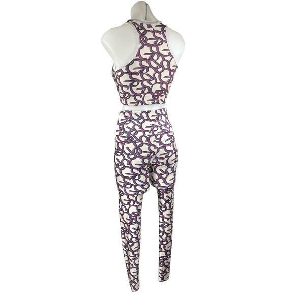 Goldsheep Multicolor Logo Sleeveless Crop Top Leggings Athletic 2 Pc Set Size M - Picture 2 of 5